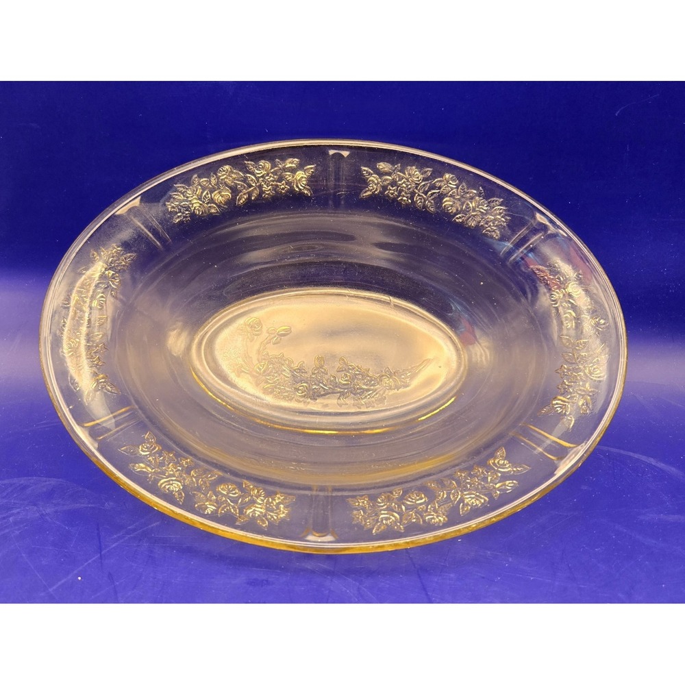 Oval Vegetable Bowl Vintage Federal Sharon Amber Depression Glass